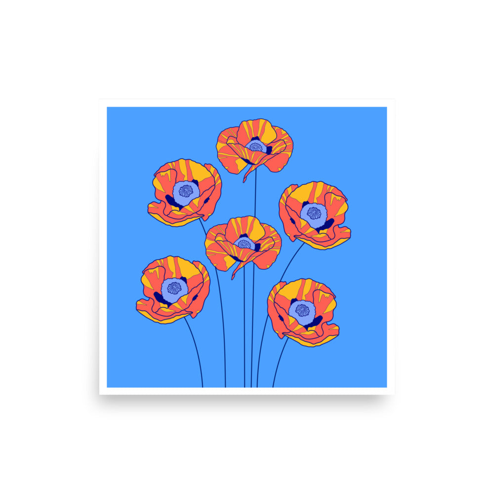 Bouquet of Poppies Art Print, 10" x 10"
