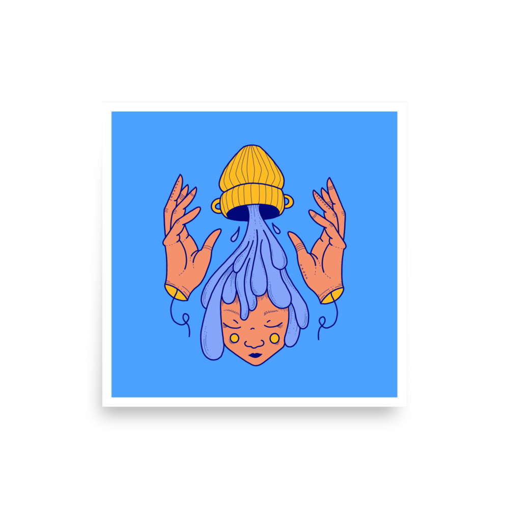 Aquarius Zodiac Sign Art Print, 10" x 10"