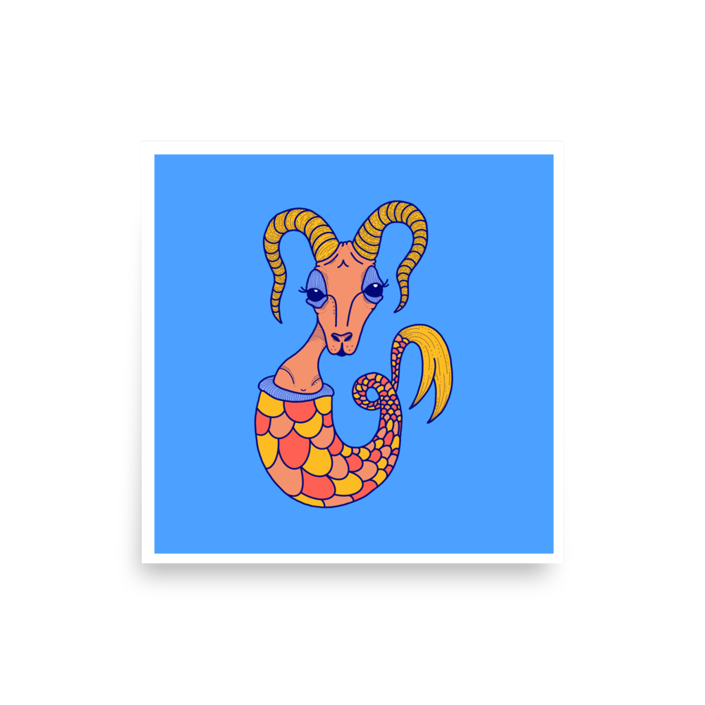 Capricorn Zodiac Sign Art Print, 16" x 16"