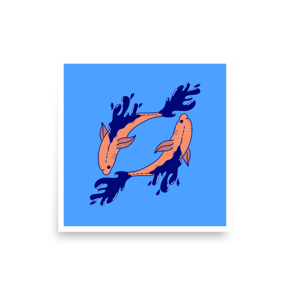 Pisces Zodiac Sign Art Print, 16" x 16"